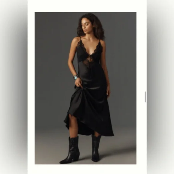 Anthropologie | Dresses | Anthropologie Black Lace Maxi Dress | Poshmark